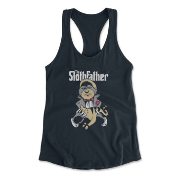 The Slothfather Womens Racerback Tank in Midnight Navy color